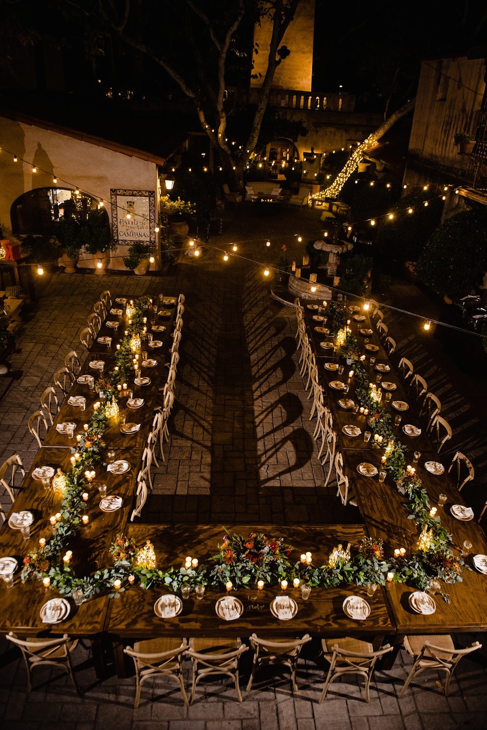 u-shaped wedding table set up at Tlaquepaque