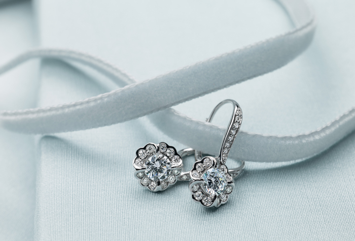 Floral Drop Diamond Earrings