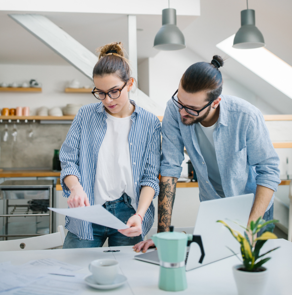 couple reading wedding budget