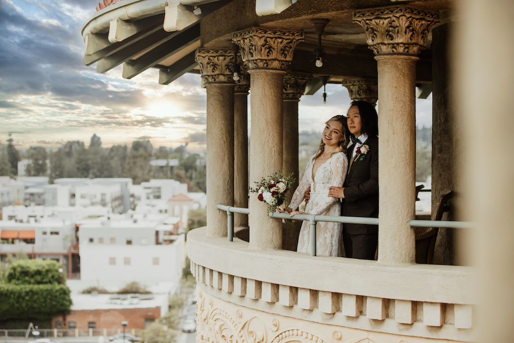 couple on a castle balcony