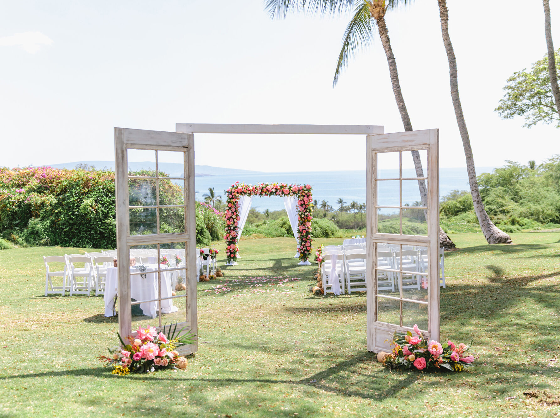 ceremony set up with ocean view
