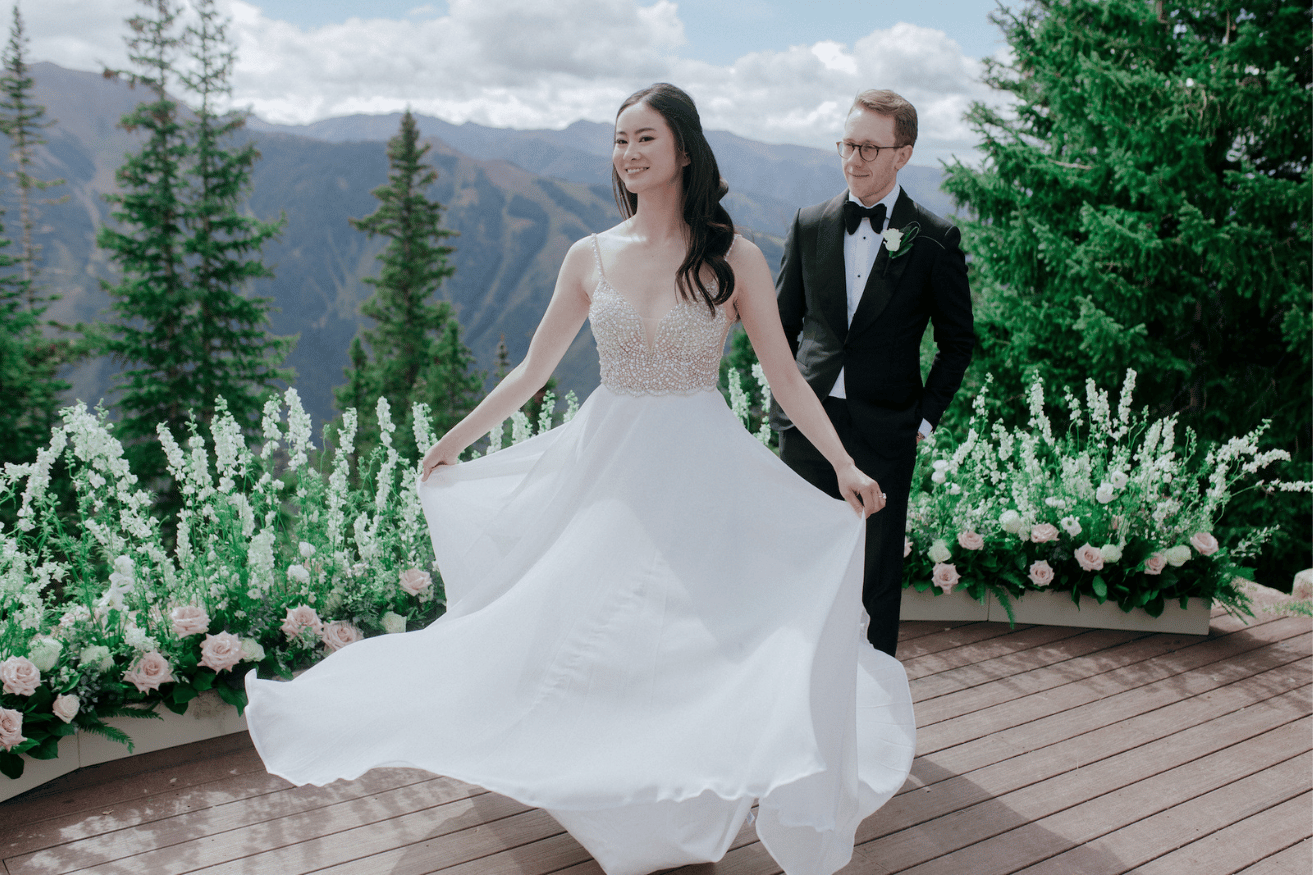 Groom sees bride for the first time mountaintop