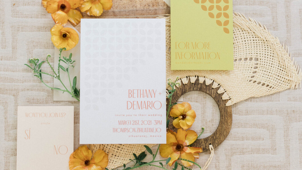 (Vendors for the above photo: Photography: Valorie Darling; Wedding Planner: Jaime Kostechko of Wild Heart Events; Travel + Shoot Producer: Renée Strauss of Wedaways; Florist: Pinacate; Graphic Design: Swell Press)