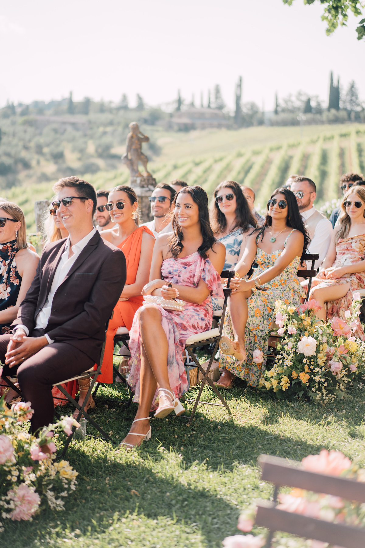 wedding guests at ceremony in Italian countryside