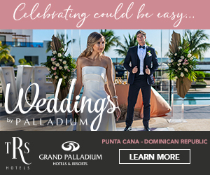 Couple in Punta Cana doing a destination wedding by the ocean