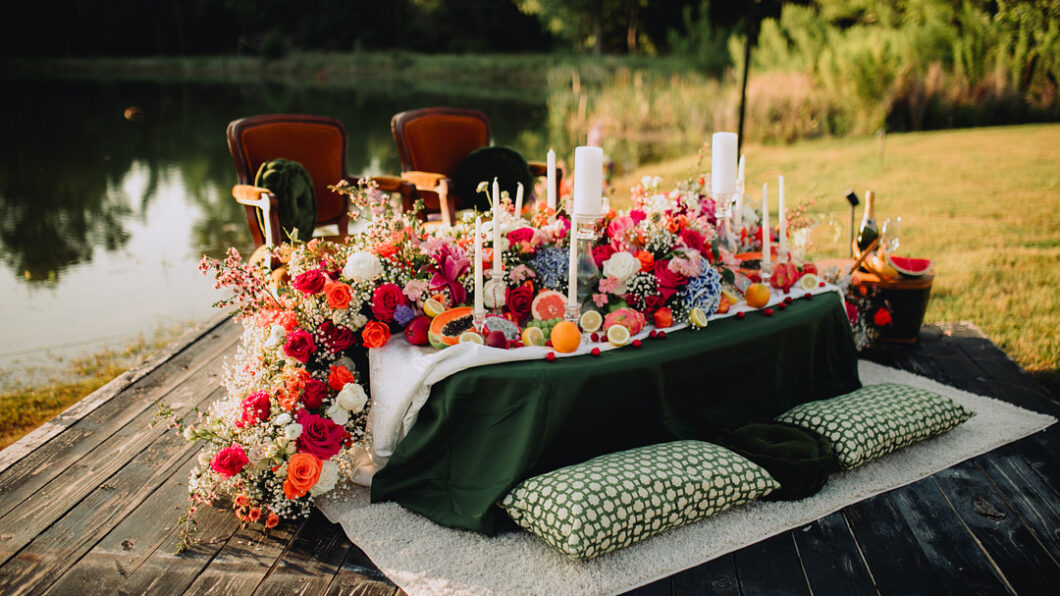 Flowery centerpiece on a table
