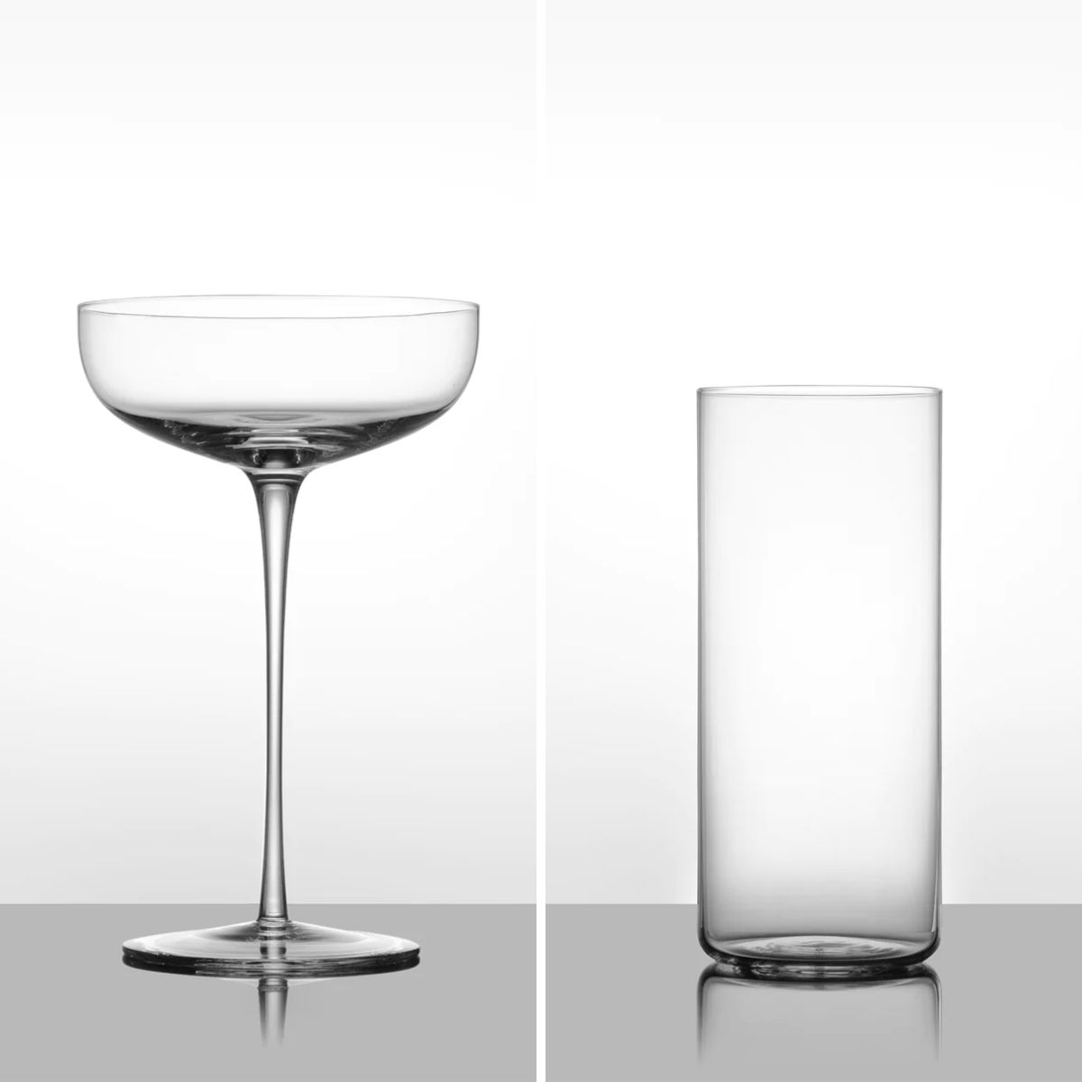 The Coupe and The Collins, stemware from Glasvin