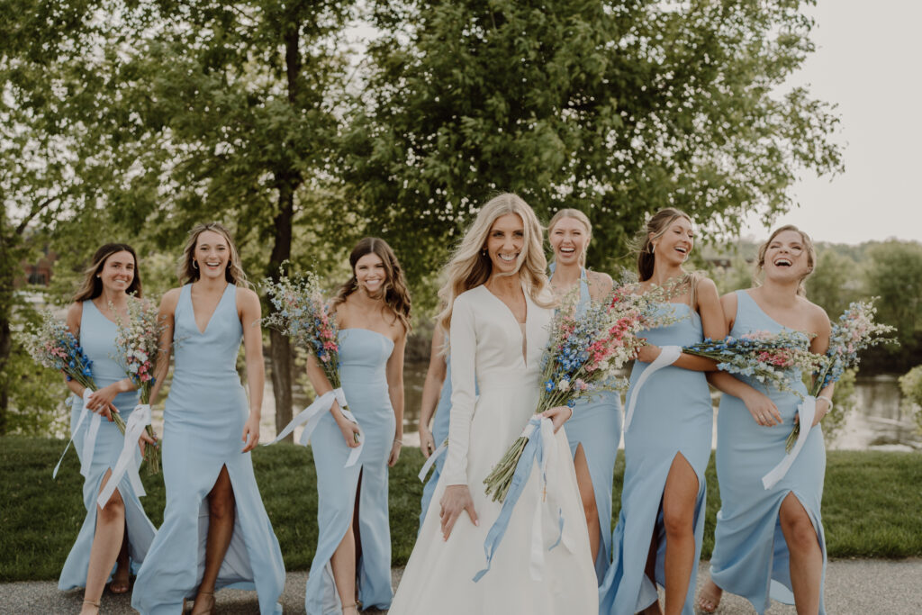 light blue bridesmaid gowns