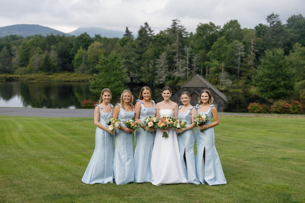 Blue bridesmaid gowns from dessy