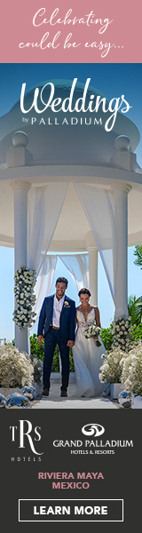 Couple in Cancun doing a gazebo destination wedding