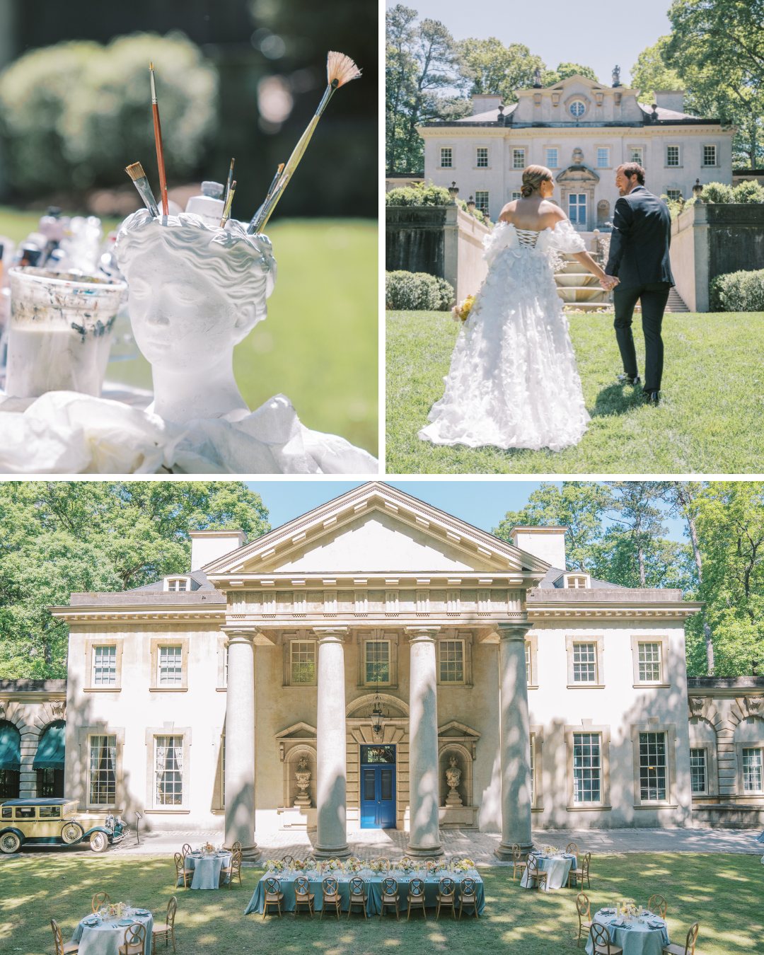 Collage of images from wedding at Swan House in Atlanta