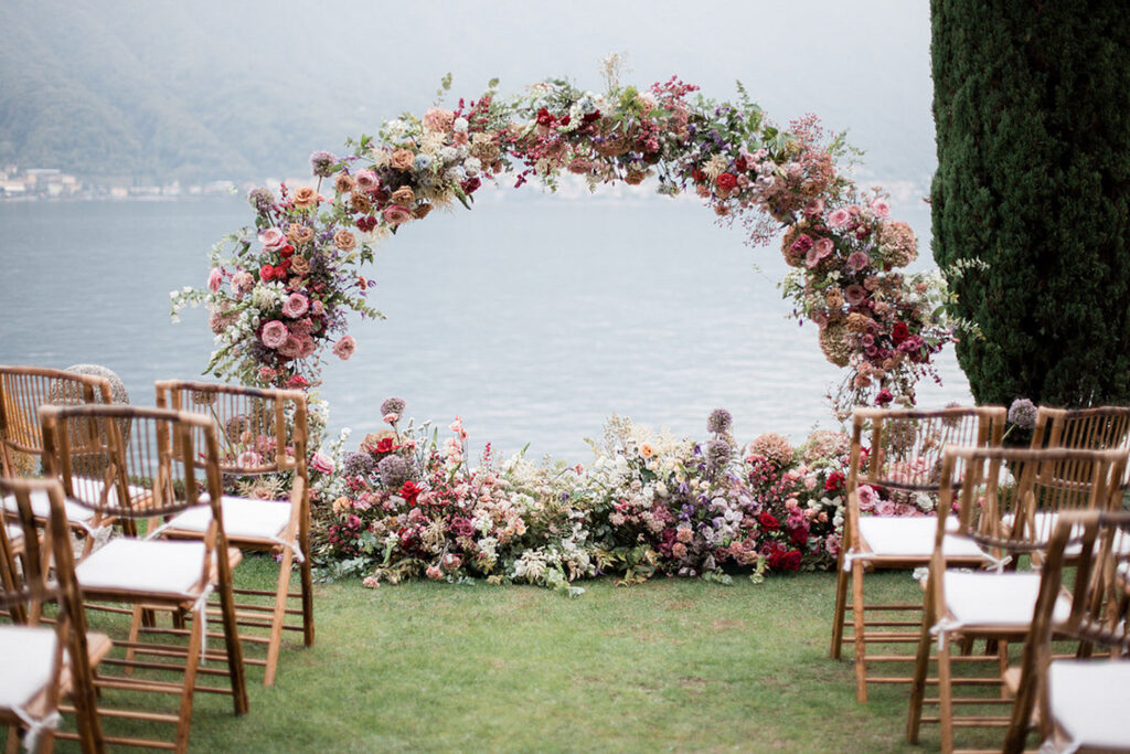 Wedding flower arch for ceremony