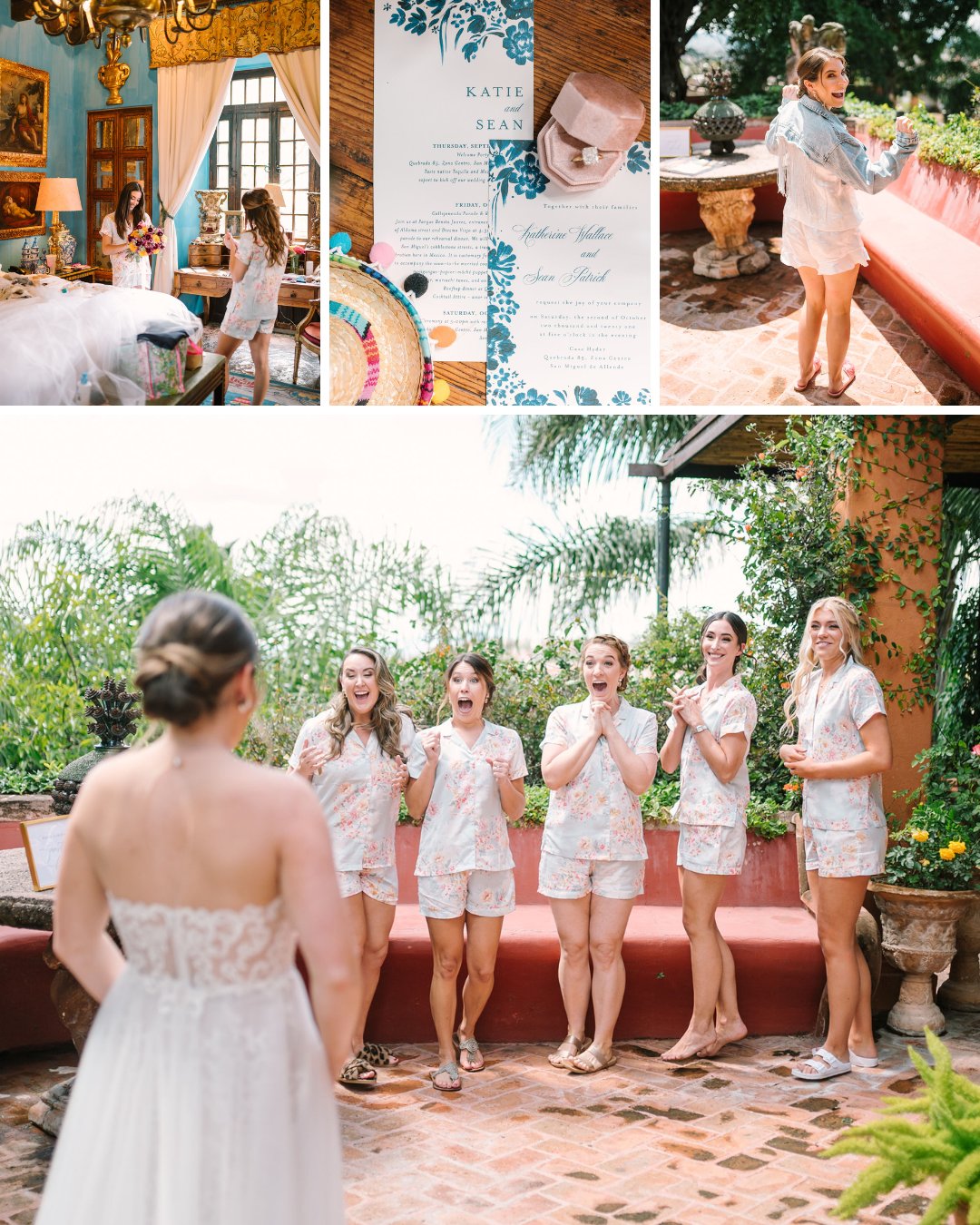 bridesmaids first look and stationery
