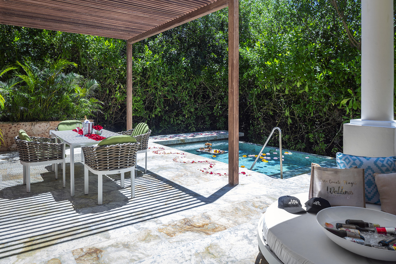 private pool and in-room amenities