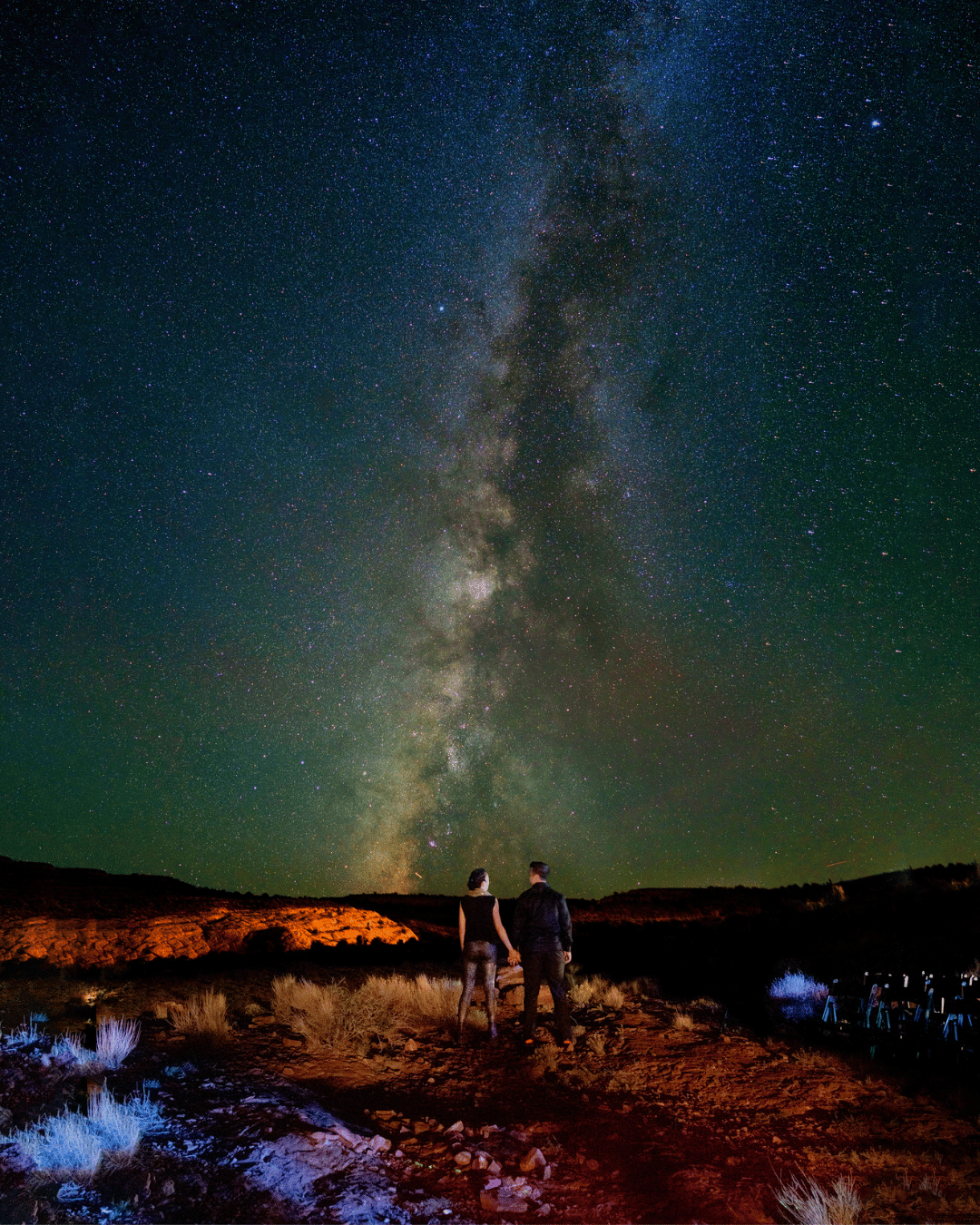 epic Milkyway shot with the couple at night