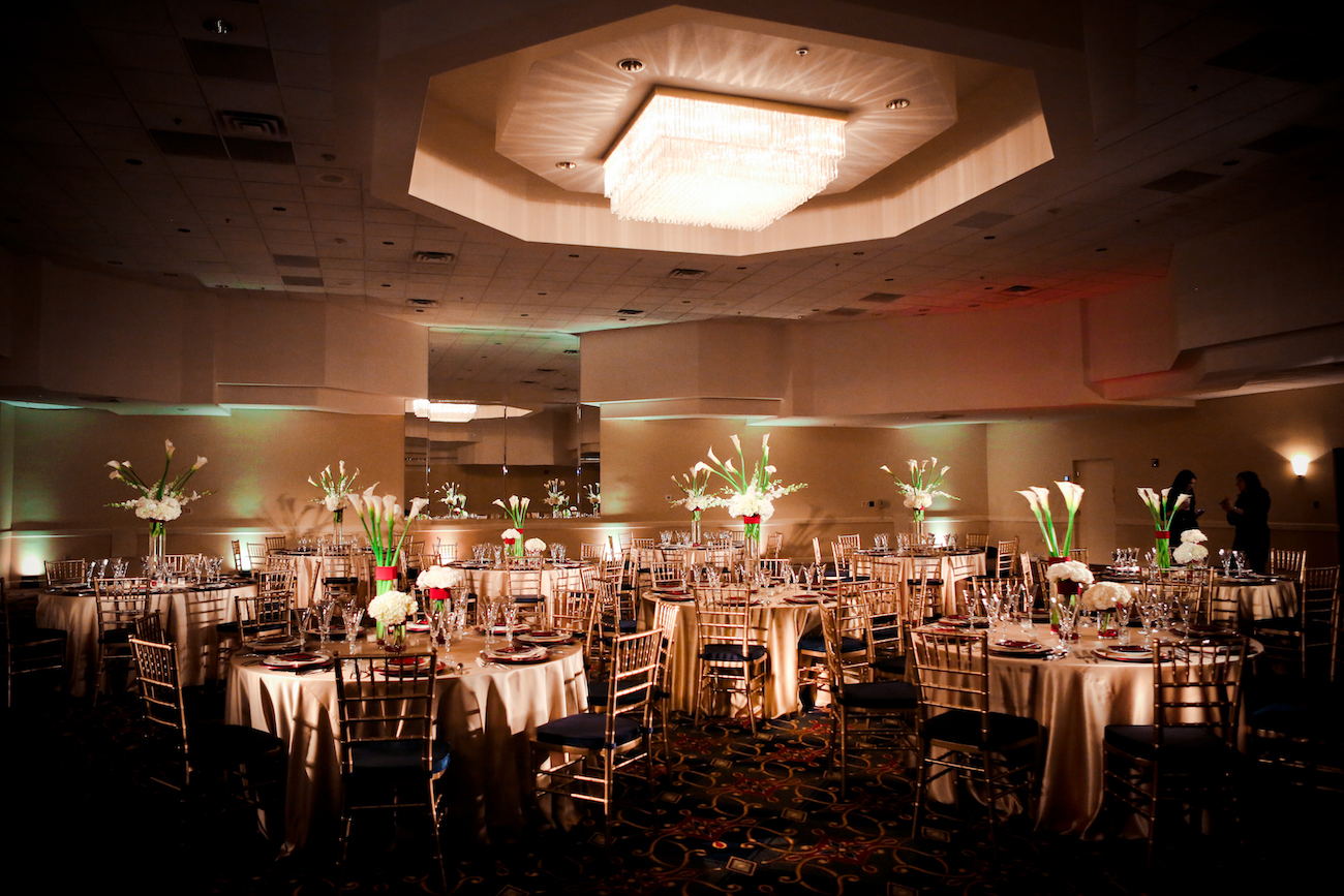 dim lit wedding reception tables