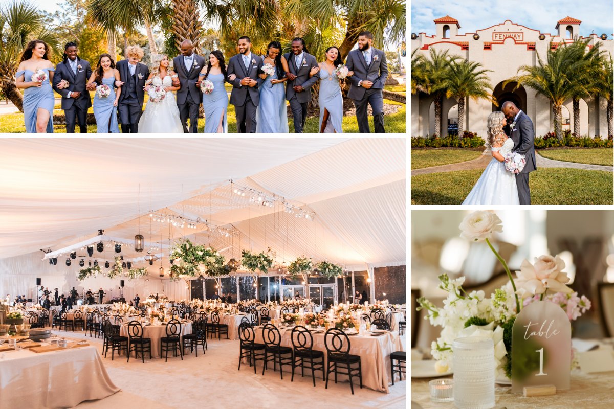 collage of weddings at Fenway Hotel