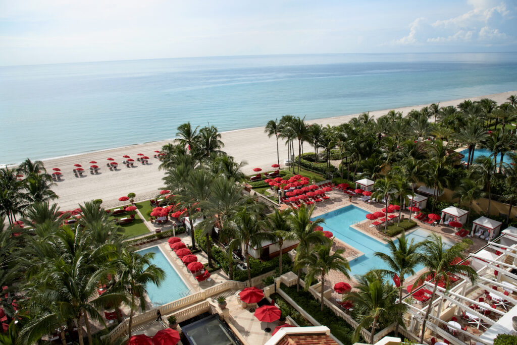 aerial photo of Acqualina pools and beach