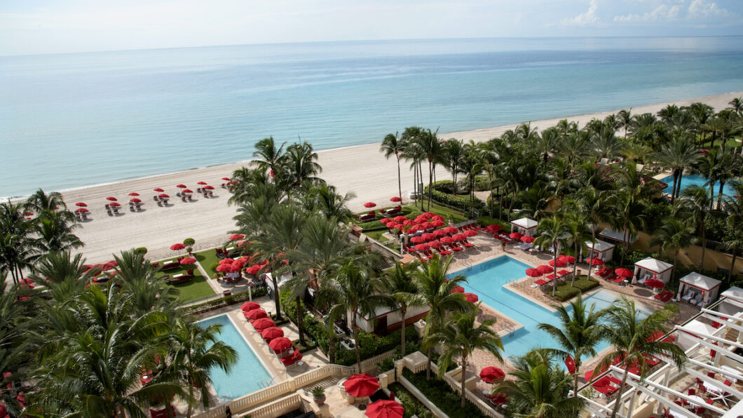 aerial photo of Acqualina pools and beach