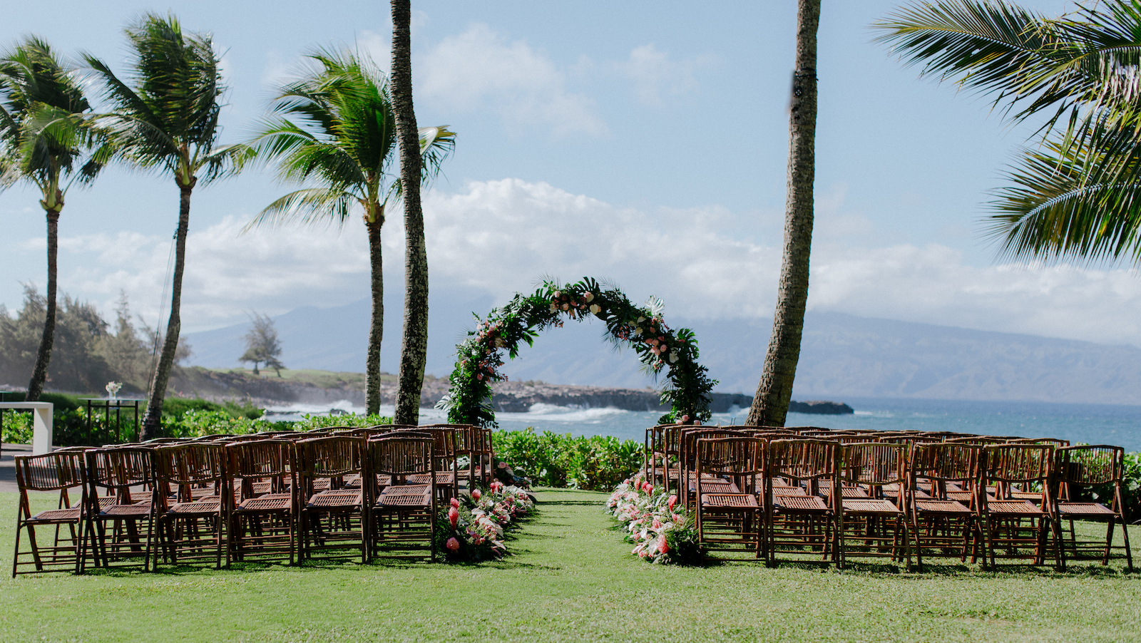 Floral Arch on Beach House Lawn