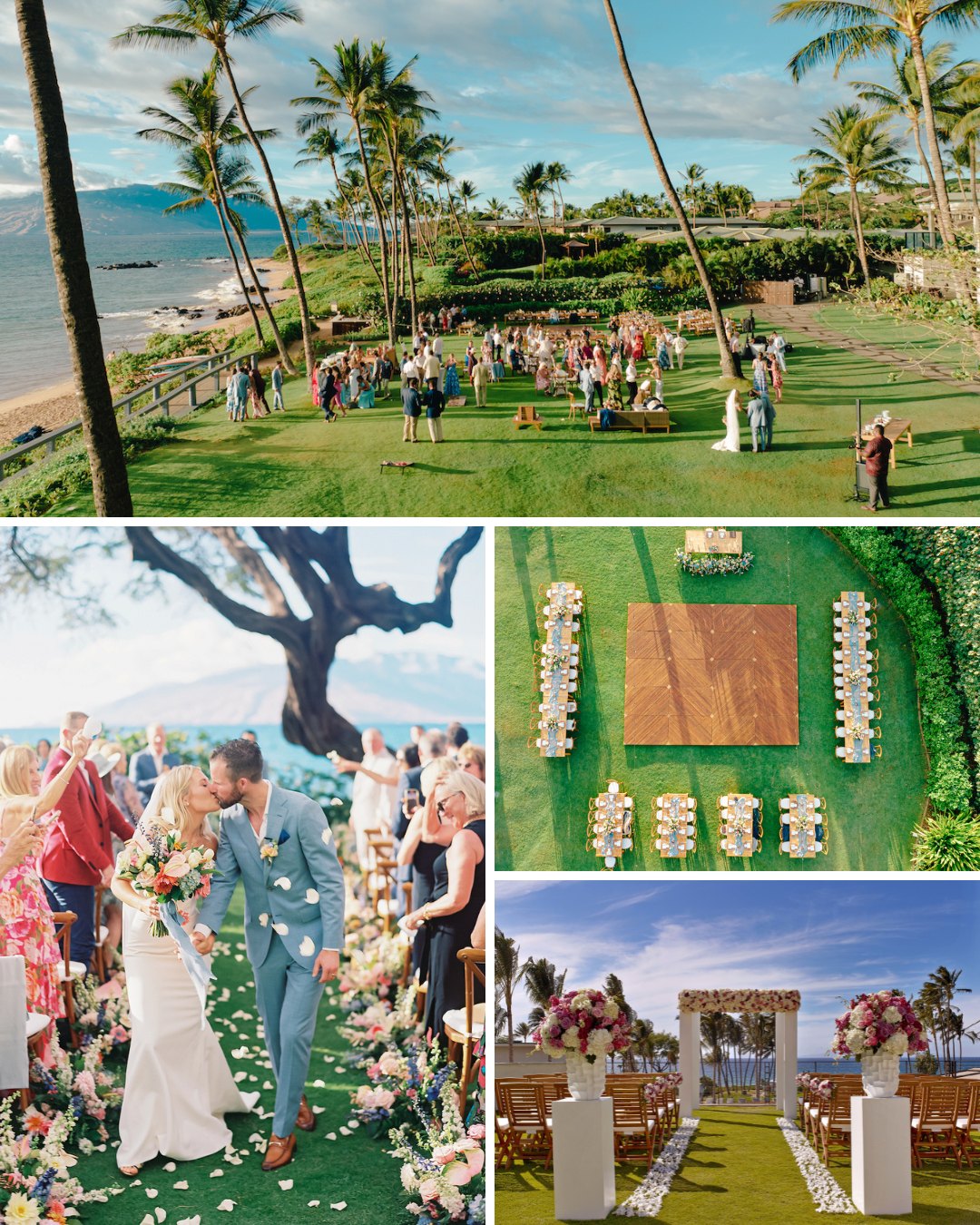 wedding ceremony setups and reception setups across various Andaz Maui event lawns