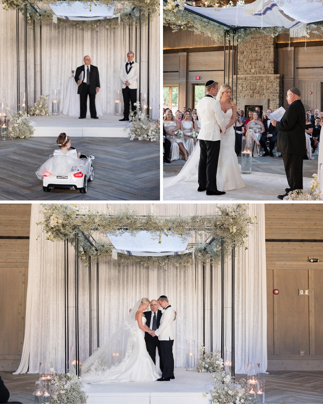 collage of a Jewish wedding indoors