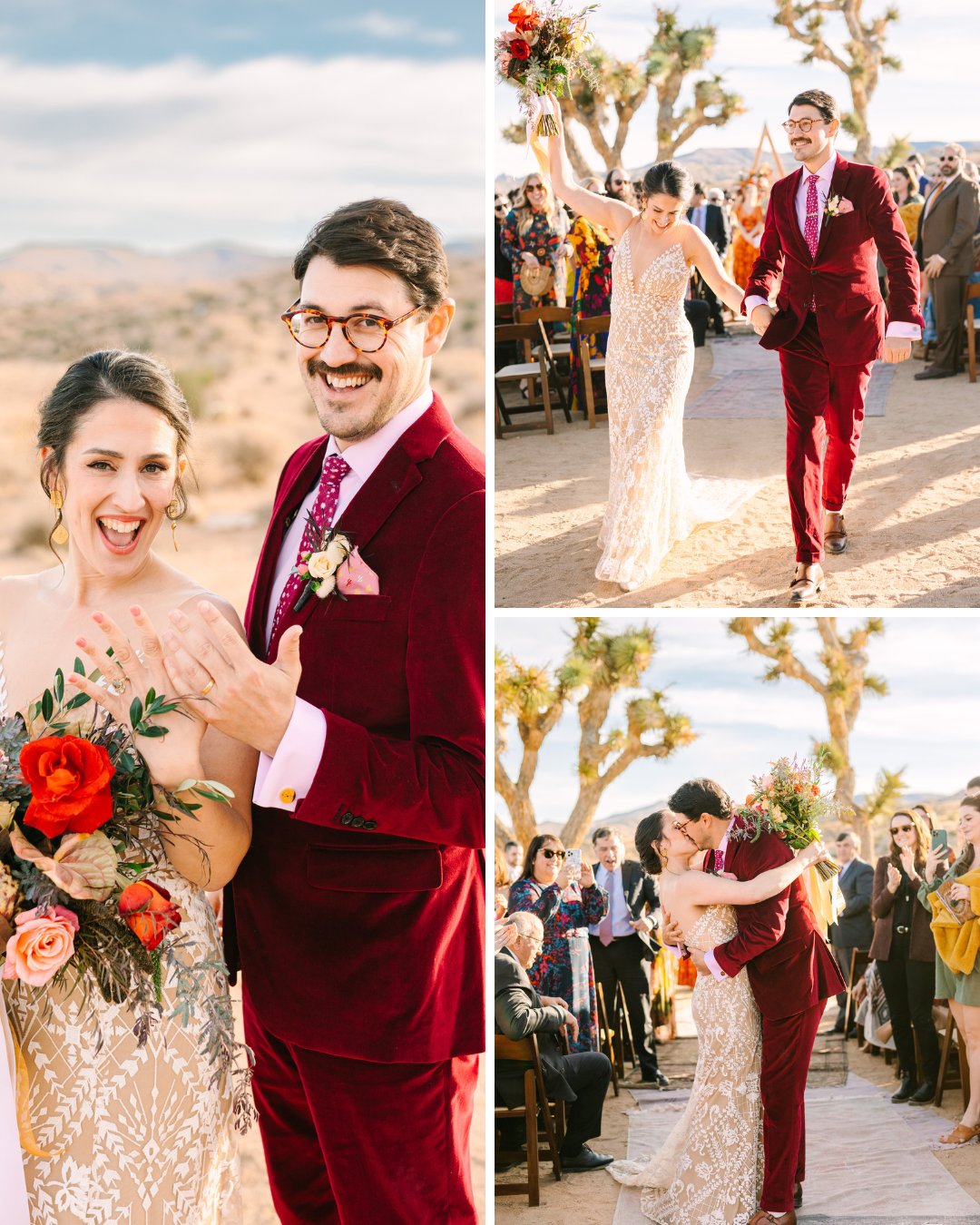 Kristen and TJ pose with their rings, walk down the aisle and kiss at the end