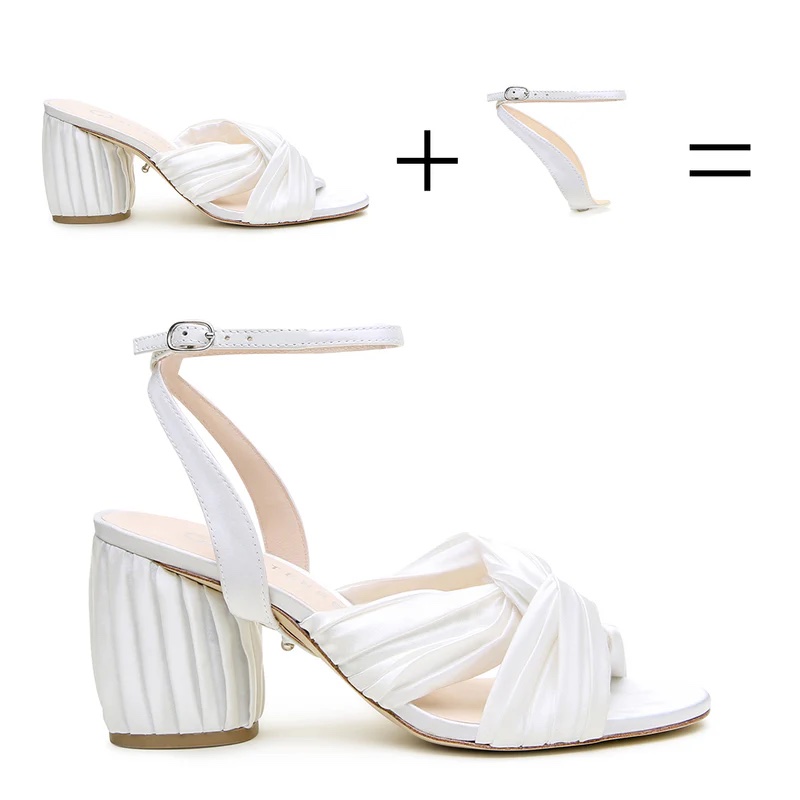 Twist white sandal with detachable strap