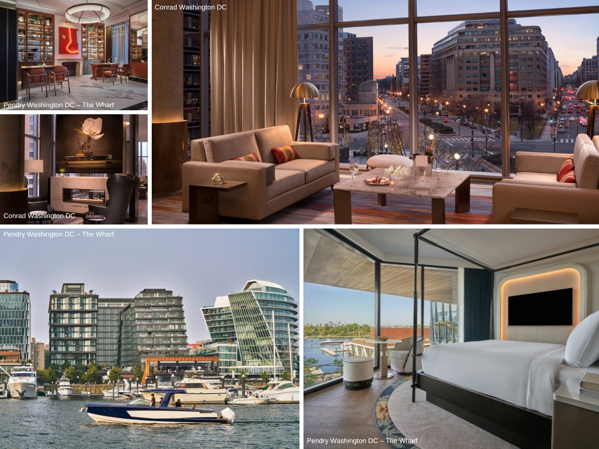 collage of images of Conrad Washington DC and Pendry Washington DC – The Wharf