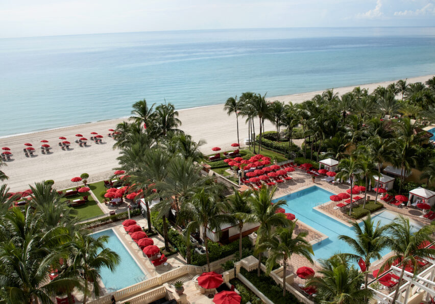 aerial photo of Acqualina pools and beach